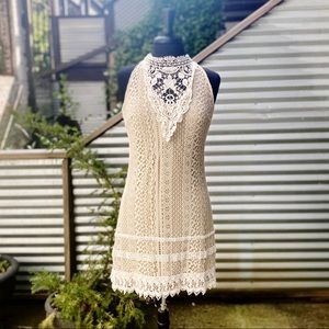 ANTHROPOLOGIE Crochet Mock Neck Dress